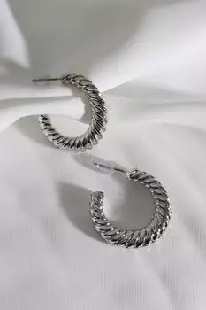 Винтажные серьги-кольца серебряного цвета