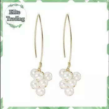 Винтажные серьги-крючки из 14-каратного золота, простые, базовые, ручная работа, изготовленные из пресноводных жемчужин, ювелирные изделия в подарок для женщин и дам A pair of earrings