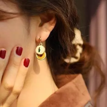 Винтажные серьги Необычные серьги Геометрические серьги с эмалью Зажимы для ушей