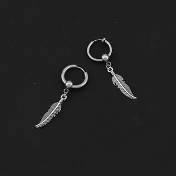 Винтажные серьги-перья, корейские ювелирные изделия, не выцветают, круглые серьги-кольца из нержавеющей стали для прокалывания ушей для женщин и мужчин в стиле хип-хоп