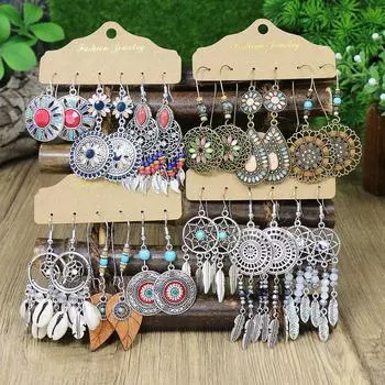 Винтажные серьги-подвески для женщин, модные женские украшения красный