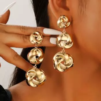 Винтажные серьги-подвески с закрученным узлом для женщин, толстые металлические большие серьги для женщин, подарки на банкет