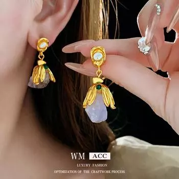 Винтажные серьги-подвески в виде цветов с дизайном в стиле ретро, легкие роскошные и высококачественные серьги 1#