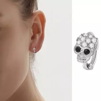 Винтажные серьги-пряжки с черепом и бриллиантами, черные серьги-головы из циркония