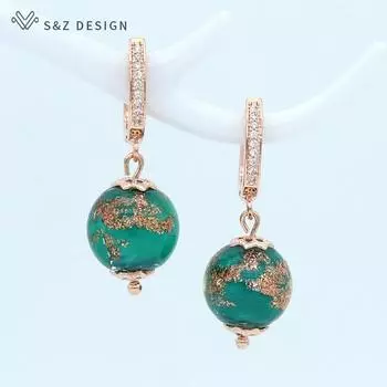 Винтажные серьги ручной работы с цветной глазурью для женщин, свадебные серьги розового золота, ювелирные изделия в китайском стиле