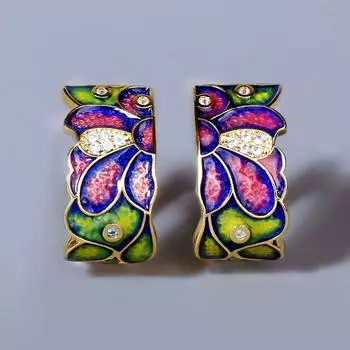 Винтажные серьги с цветком темперамента для женщин, эмалированные чернила ручной работы, синие ромашки, женские элегантные серьги для вечеринки, ювелирные изделия разноцветный