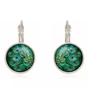 Винтажные серьги с драгоценными камнями с узором из павлиньих перьев для женщин и девочек