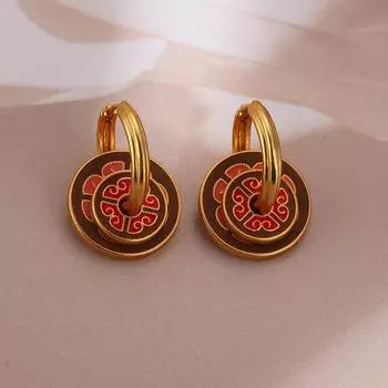 Винтажные серьги с фирменной эмалью Mihmily, элитные и стильные. разноцветный