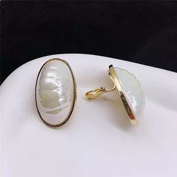 Винтажные серьги с имитацией жемчуга без пирсинга, преувеличенные модные серьги для женщин