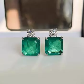 Винтажные серьги с изумрудными камнями, 100% стерлинговое серебро 925 пробы, белое золото, серьги, ювелирные украшения для женщин