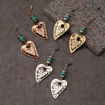 Винтажные серьги-сердечки золотой