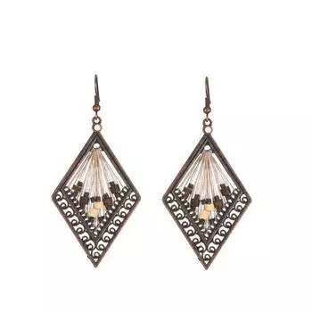 Винтажные серьги в богемном стиле, персонализированные серьги-капли с ромбами, полые серьги, геометрические серьги для вечеринки, выпускного вечера коричневый