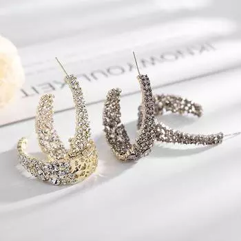 Винтажные серьги в стиле барокко, круглые преувеличенные серьги, персонализированные атмосферные серебряные серьги-иглы 2024 года золотой