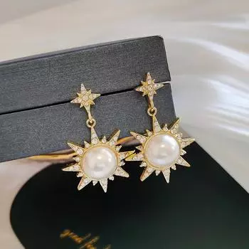 Винтажные серьги в стиле барокко, серьги с богом солнца и звездами, преувеличенные кулон, нежные ювелирные серьги с цирконом