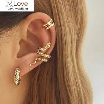 Винтажные серьги-змеи Ifmia для женщин, очаровательные, золотистого цвета, круглые, женские, трендовые, серьги-каффы, подарок на День святого Валентина, ювелирные изделия