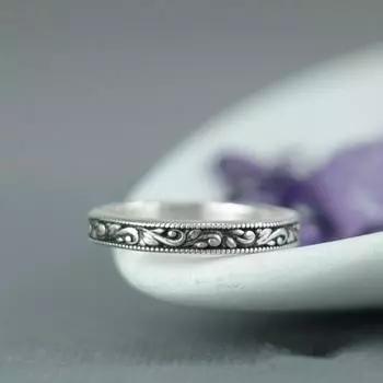 Винтажные серебристые кольца с цветочным узором, обручальные кольца, подарок на День святого Валентина 6 серебряный