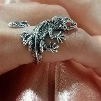 Винтажные серебряные кольца с изображением ящерицы для мужчин и женщин, модное кольцо в стиле хип-хоп с изображением геккона, ювелирное украшение в подарок