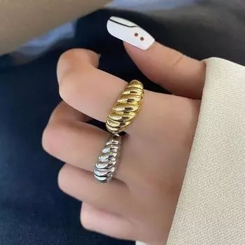 Винтажные серебряные модные женские украшения французский круассан регулируемое кольцо плетение витое для женщин и девушек модные подарки на вечеринку