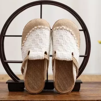 Винтажные шифоновые льняные туфли из старой пекинской ткани для женщин, студенческие парусиновые туфли, дышащие полушлепанцы-рыбаки, стиль слипоны 35 белый
