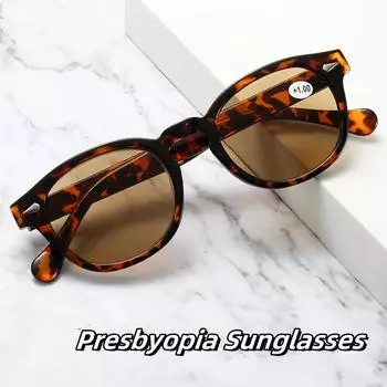 Винтажные солнцезащитные очки для чтения в круглой оправе для мужчин и женщин, ультралегкие очки для защиты глаз от пресбиопии, очки HD для дальнего зрения +1.0