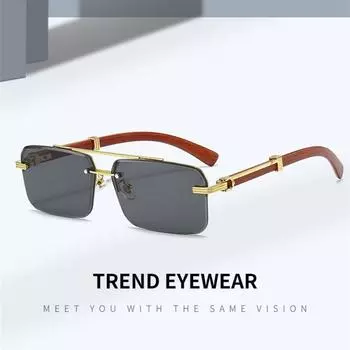 Винтажные солнцезащитные очки для мужчин и женщин, маленькие прямоугольные солнцезащитные очки без оправы, роскошные очки с защитой от синего света, очки UV400, подарки