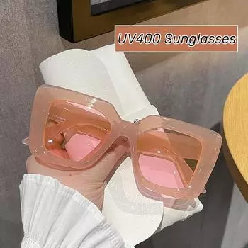 Винтажные солнцезащитные очки с квадратным оттенком, женские брендовые дизайнерские черные солнцезащитные очки в большой оправе, эстетические очки для путешествий на открытом воздухе, очки для вождения чёрный