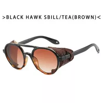 Винтажные солнцезащитные очки в стиле стимпанк, мужские круглые солнцезащитные очки, женские кожаные очки в стиле ретро, классические дизайнерские очки в стиле панк с заклепками