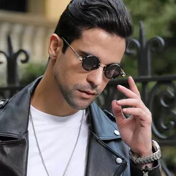 Винтажные солнцезащитные очки в стиле стимпанк в маленькой оправе для мужчин, круглые солнцезащитные очки в стиле хип-хоп для женщин 3175