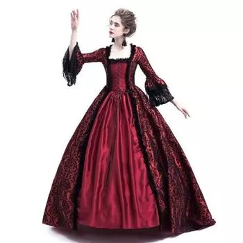 Винтажные средневековые женские тонкие костюмы эпохи Возрождения, ажурные бальные платья, платья королевы, большие размеры S-XXXL XXXXXL чёрный