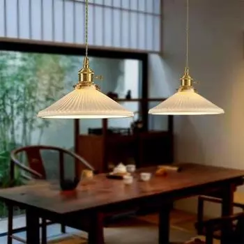 Винтажные стеклянные подвесные светильники, латунная керамическая люстра для столовой, японская дзен-чайная комната, спальня, прикроватные светильники для домашнего декора