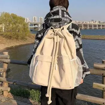 Винтажные студенческие женские рюкзаки для всех игр, повседневные, шикарные, со шнурком, большой вместимости, холщовые, уличные, простые, новые