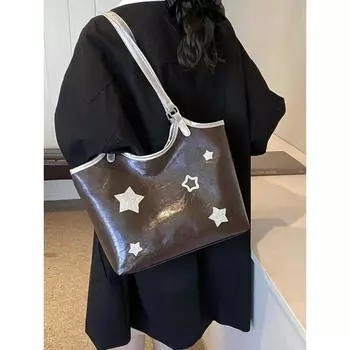 Винтажные сумки большой вместимости для покупок, женская сумка на плечо с принтом звезд и узором «шикарная женская сумка»
