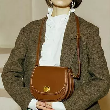 Винтажные сумки через плечо для женщин, натуральная коровья кожа, сумка-седло, французский стиль, сумки-мессенджеры через плечо (20cm<Max Length<30cm) коричневый