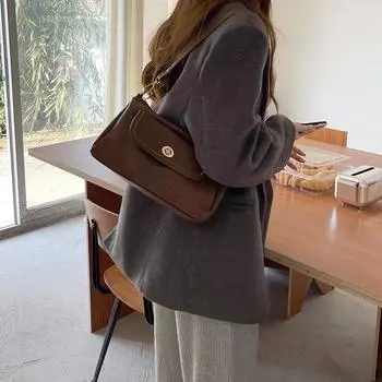 Винтажные сумки через плечо для женщин, простые сумки для поездок на работу, модные сумки большой вместимости, сумки-тоуты из искусственной кожи, черный кофе