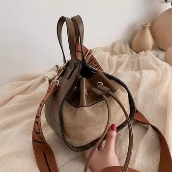 Винтажные сумки через плечо для женщин, универсальные модные мини-сумки-ведра, новые осенние сумки через плечо из мягкой кожи