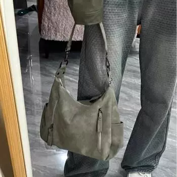 Винтажные сумки через плечо из искусственной кожи для женщин, женские серые сумки под мышками, модные сумки большой вместимости, сумки-тоут для поездок на работу