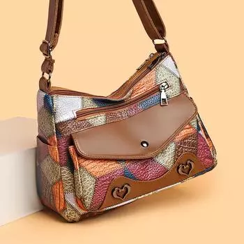 Винтажные сумки через плечо из искусственной кожи для женщин, простая женская сумка-кошелек, однотонная кожаная сумка через плечо с эффектом блокирования