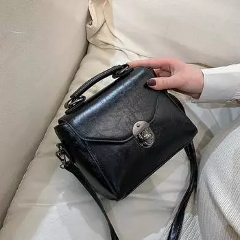 Винтажные сумки через плечо из искусственной кожи для женщин Маленькие квадратные сумки Однотонная дизайнерская сумка через плечо