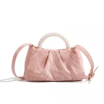 Винтажные сумки через плечо с жемчужной ручкой, простые модные сумки с верхней ручкой, повседневные сумки через плечо из искусственной кожи в виде облака, сумки для женщин