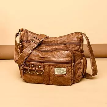 Винтажные сумки для женщин, мягкие кожаные женские сумки на плечо, многослойная классическая сумка через плечо, роскошная дизайнерская сумка, кошелек для покупок 24x20x10(cm)