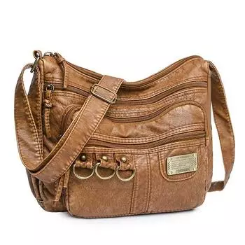 Винтажные сумки для женщин, мягкие кожаные женские сумки на плечо, многослойная классическая сумка через плечо, роскошная дизайнерская сумка, кошелек для покупок коричневый