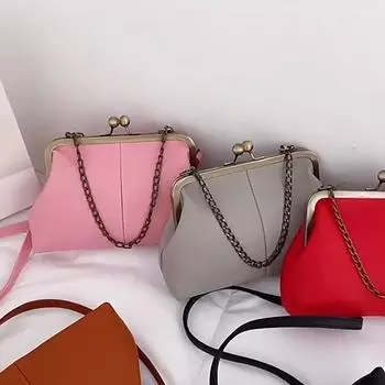 Винтажные сумки на плечо, женские сумки через плечо с маленькой цепочкой, дизайнерские сумки с замком, брендовые женские сумки-мессенджеры с зажимом 26x6.5x15cm серый