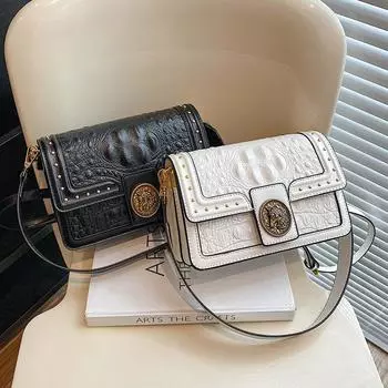 Винтажные сумки подмышки для женщин с узором «аллигатор» с заклепками наплечные сумки с клапаном и сумки-мессенджеры для поездок на работу