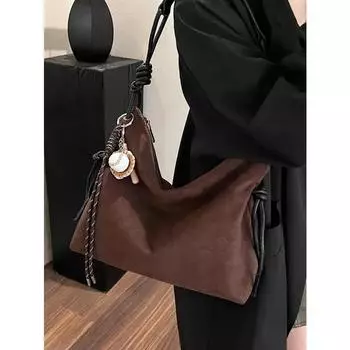 Винтажные сумки-тоут большой вместимости для поездок на работу, осень-зима, новые женские сумки через плечо, высококачественные замшевые женские сумки