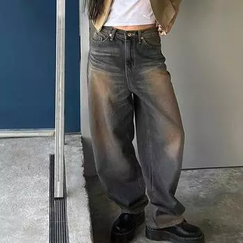 Винтажные свободные женские джинсы, уличная одежда, новые прямые джинсовые брюки, женские элегантные повседневные мешковатые брюки, элегантные длинные брюки 730 S синий