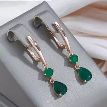 Винтажные темно-зеленые длинные серьги из циркония для женщин, роскошные серьги золотого цвета, украшения для вечеринок золотой