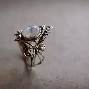 Винтажные тибетские кольца с лунным камнем, большие целебные хрустальные кольца для женщин, античное кольцо в стиле бохо с индийским лунным камнем, ювелирные украшения для девочек, женские подарки 6