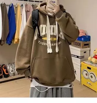 Винтажные толстовки больших размеров, женские пуловеры, корейская уличная одежда Kpop, повседневная свободная толстовка с капюшоном, осень M чёрный