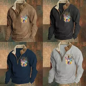 Винтажные толстовки-пуловеры Tiki для мужчин, осень-зима, ретро-толстовки для мужчин, модная свободная толстовка с длинным рукавом, повседневные мужские теплые топы S