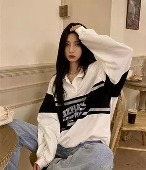 Винтажные толстовки, пуловеры, женская уличная одежда, уличная одежда больших размеров, осенняя корейская мода, топ с длинными рукавами, повседневные кофты S белый
